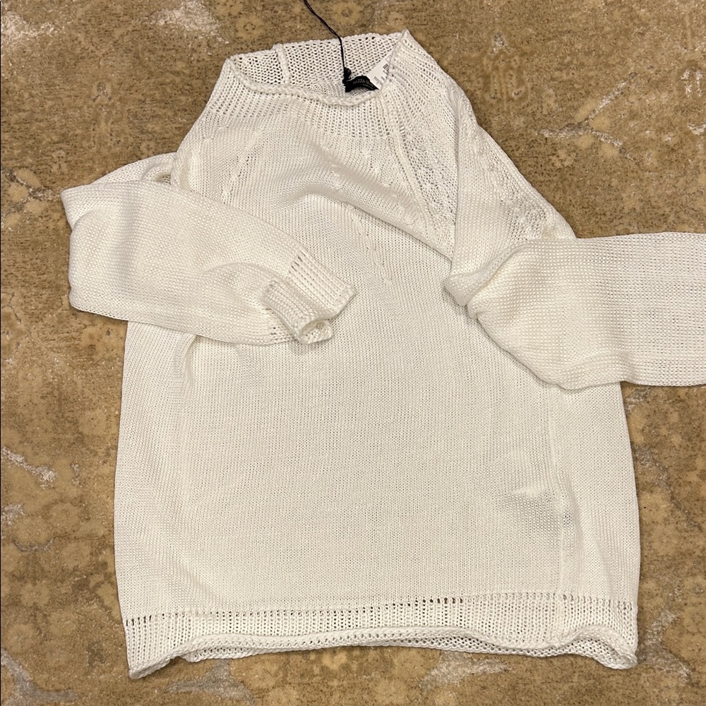 Italian Piazza Sempione linen and cotton White Sweater
